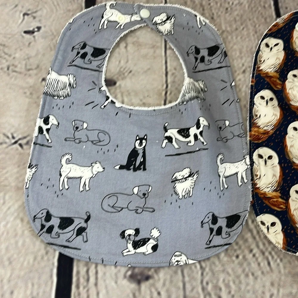 Designer handcrafted bib various animals
